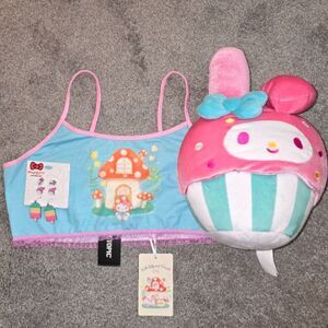 HOT TOPIC SANRIO Hello Kitty Friends XL Mushroom Bralette Earring Plush Melody